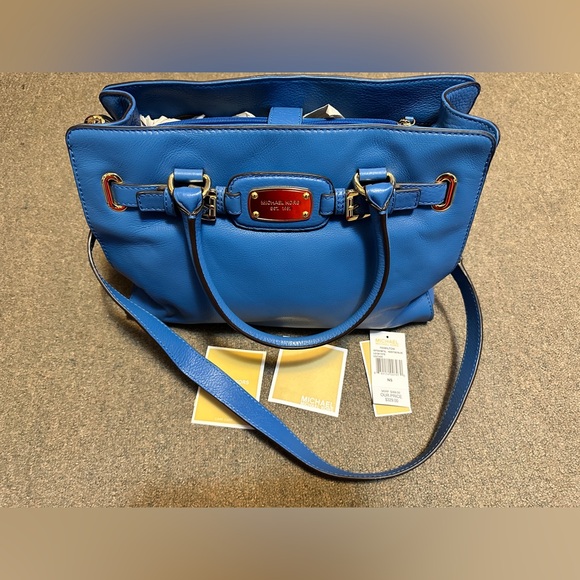Michael Kors Hamilton Large EW Leather Tote Heritage Blue 35F0GHMT3L - Picture 5 of 16